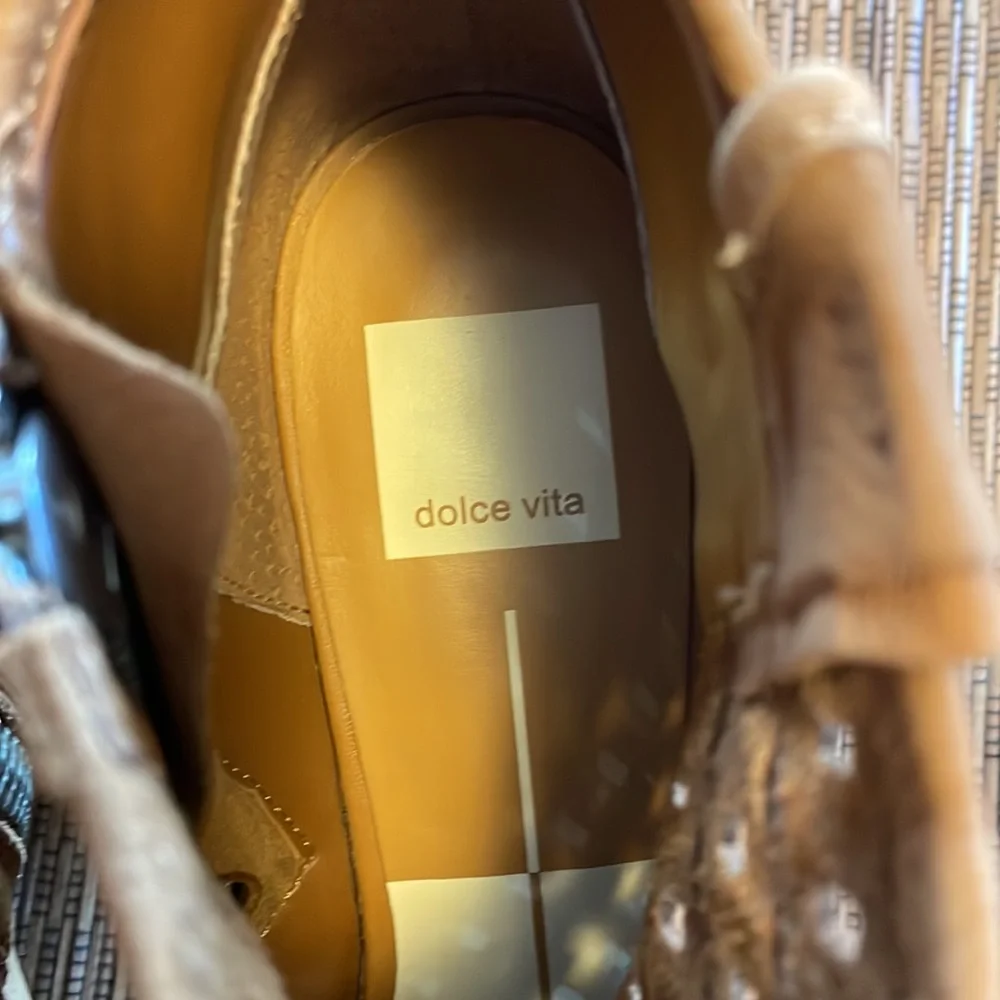 Dolce Vita Tan Woven Ankle Booties - Picture 6 of 8